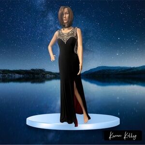 Elegant iridescent, stone design gown